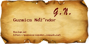 Guzmics Nándor névjegykártya